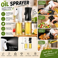 Oil Sprayer Bottle for Cooking – Refillable Fine Mist Oil Spray Bottle