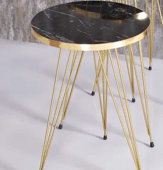 (1 Piece) black Marble Look with Gold Metal Legs Round  Home Essential 1 Piece Coffee Table