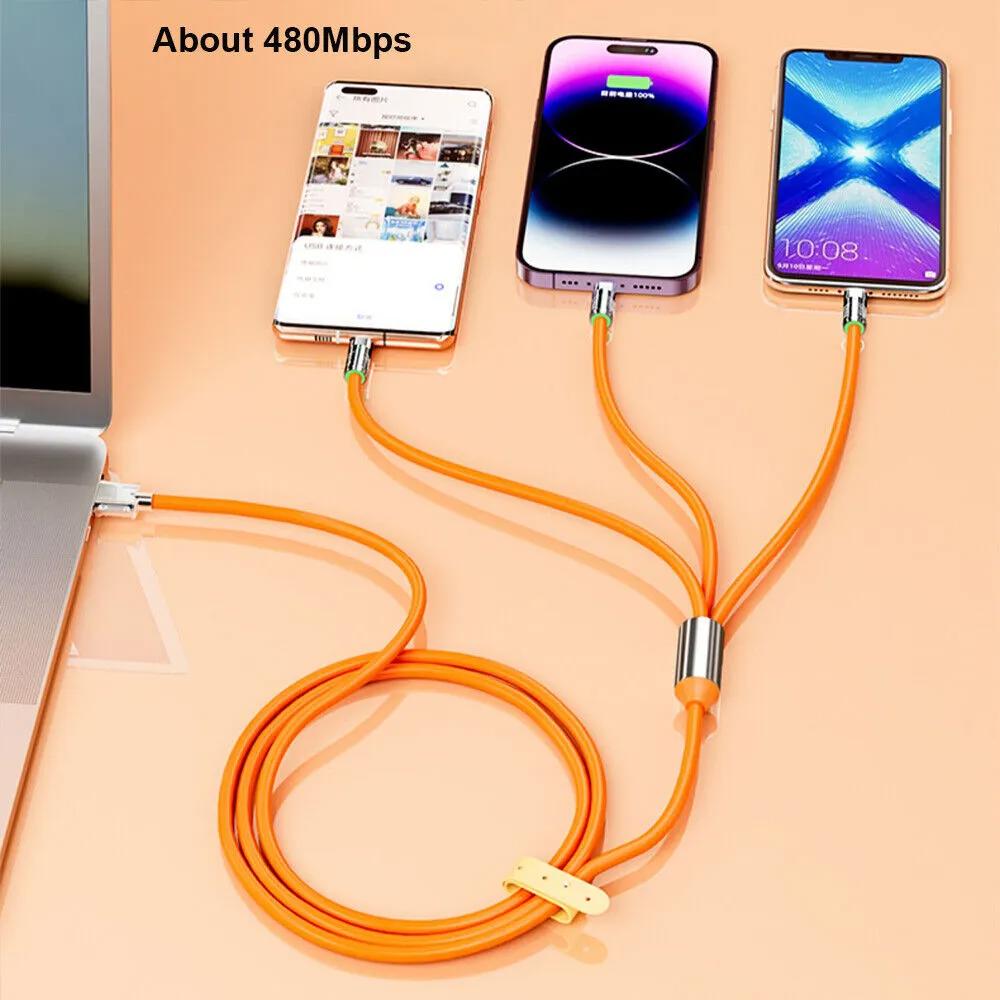 3 In 1 Micro Super Fast Charging Cable Silicone Original 120W Type C Fast Charging 6A For Mi 11 Lite/Mi 11 Lite 5G/Mi 11i/Mi 11X/Mi 11X Pro/Mi 11/Mi 10 Pro 5G/Mi 10 5G/Mi 10T Pro/ Mi 10T Pro 5G/Mi 10T 5G/Mi Note 10 Lite/Mi