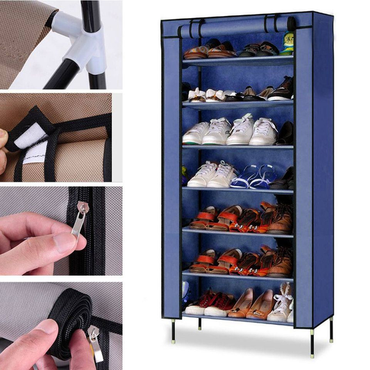 7 Layer Portable Dustproof Shoe Rack Non-woven Shoe Rack Storage Bag Closet Household Shoe Storage Rack Storage Cabinet ( Random Color) - Leyloo.pk