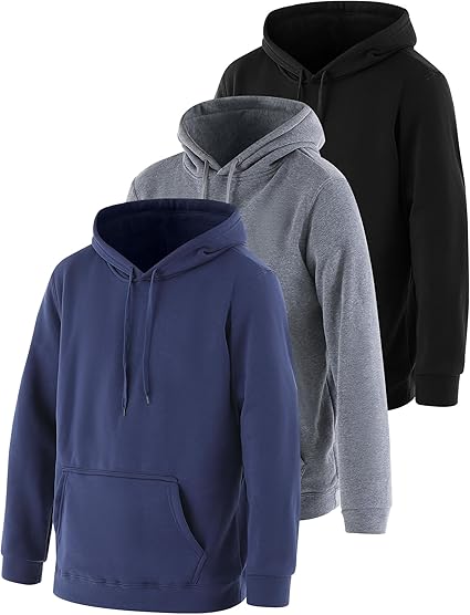 Pack of 3 Hoodies – Black, Blue & Grey (Premium Fleece)