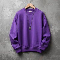 Men’s Plain Sweatshirt – Casual Slim Fit Crew Neck Pullover