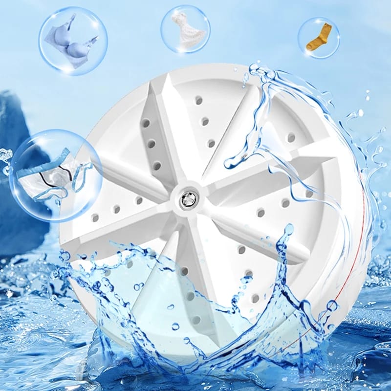 USB Mini Travel Washing Machine – Ultrasonic Turbine Washer for Socks, Underwear & Dishes