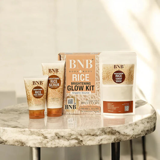 BNB-Rice Extract Brightening Skincare Kit | Face Wash, Scrub &amp; Mask ) - Leyloo.pk
