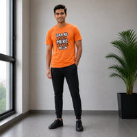 Men’s Orange Graphic T-Shirt & Black Jogger Set – Casual 2-Piece Outfit