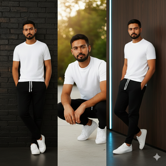 Black Classic Fit French Terry Jogger for Men