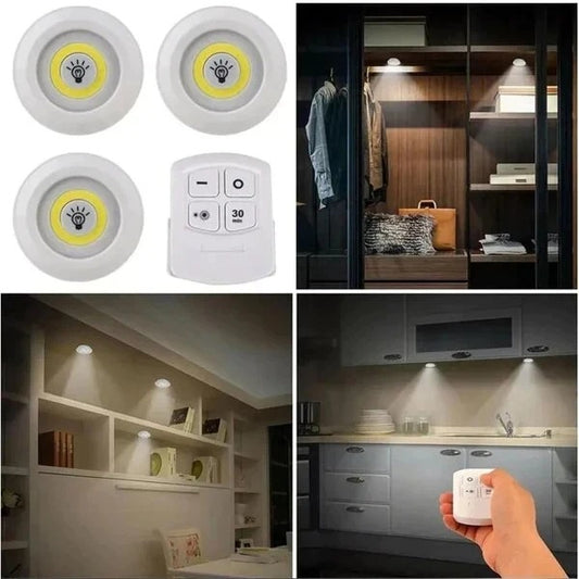 Rechargeable Wireless LED Under Cabinet Lights – 3 Pack Lights with Remote Control, Dimmable Closet & Kitchen Lighting