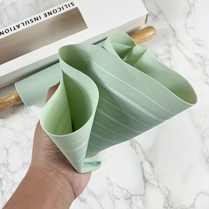 Non-Stick Silicone Dough Rolling Mat with Rolling Pin – Heat-Resistant Baking & Pastry Preparation Mat