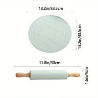 Non-Stick Silicone Dough Rolling Mat with Rolling Pin – Heat-Resistant Baking & Pastry Preparation Mat