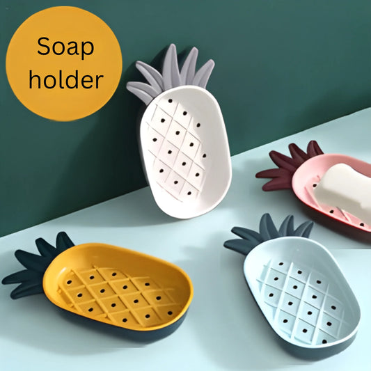Soap Holder Soap Box Drain Box Pineapple Shape Bathroom Shower Soap Holder Dish Storage Plate Tray Bathroom Supplies