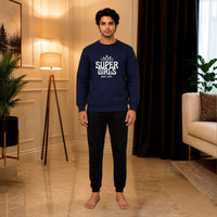 Super Girls Men's Navy Blue Premium Fleece Sweatshirt – Full Sleeves Crew Neck Winter Pullover