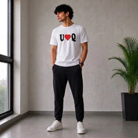 Men’s "U ♥ Q" Printed White Crew Neck T-Shirt