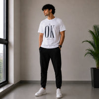 Men's "It's OK Don't Worry" Graphic Printed White Round Neck T-Shirt