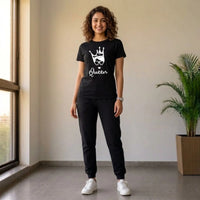 Men’s Black "Queen" Crown Graphic Printed T-Shirt