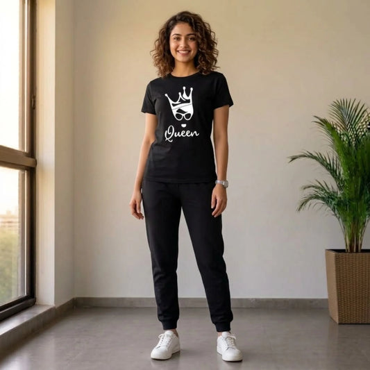 Women’s Black "Queen" Crown Graphic Printed T-Shirt