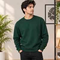 Men’s Plain Sweatshirt – Casual Slim Fit Crew Neck Pullover