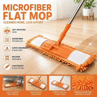 Flat Mop Floor Cleaner Microfiber Wet & Dry Mop with Plastic Rod