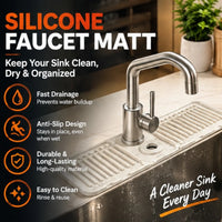 Silicone Faucet Mat – Draining Splash Guard & Sink Countertop Organizer Mat