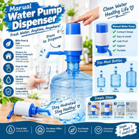 Manual Water Pump Dispenser Manual Hand Press For 19 Liter Water Cans Large - Blue & White