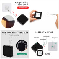 Automatic Punch-Free Door Closer – Soft & Silent Punch-Free Retractable Cable Door Closer