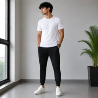 Men’s Black Classic Fit French Terry Jogger Trouser