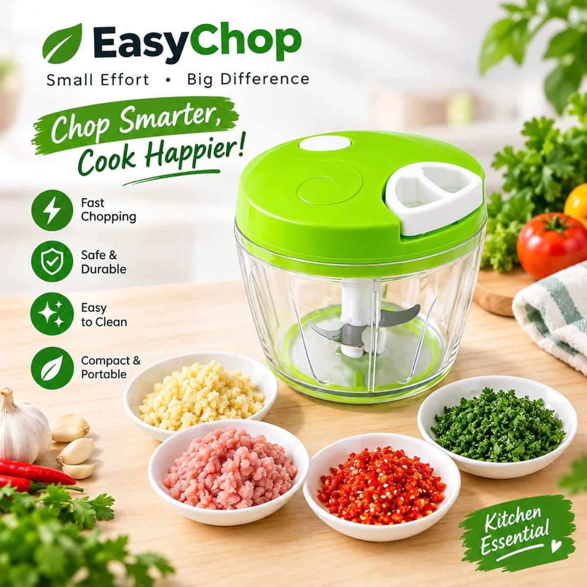 Mini Speedy Chopper Manual Hand Pull Vegetable & Meat Mini Turbo Cutter