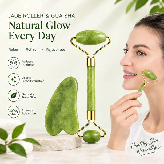 Flawless Jade Roller With Gua Sha (Marble Stone) – Skin Care Tool