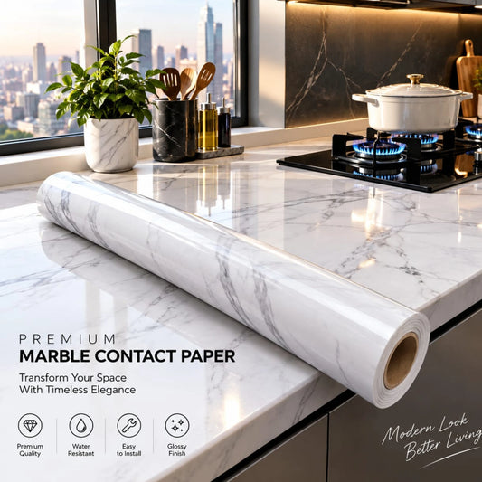 Self Adhesive Marble Sheet | Waterproof Heat-Resistant Kitchen Wallpaper