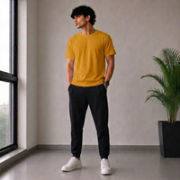 Men’s Mustard Yellow Plain T-Shirt – Casual Regular Fit Cotton Tee