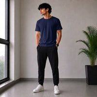 Men’s Navy Blue Plain T-Shirt – Casual Regular Fit Cotton Tee