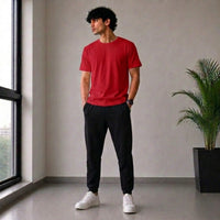 Men's Basic Red Round Neck T-Shirt – Regular Fit Casual Tee