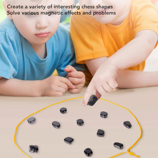 18pcs Magnetic Chess Game, Fun Table Top Magnet Game with String, Magnetic Stones Board Game Magnetic Chess Board Game Set Improve Log