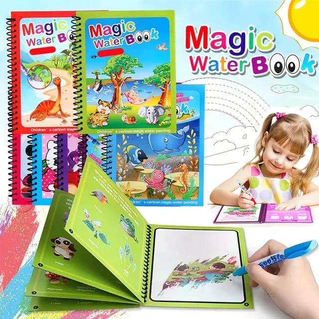 (NW00037) Magic Water Book Painting Drawing Coloring Board Book Magic Water Pen (random book )