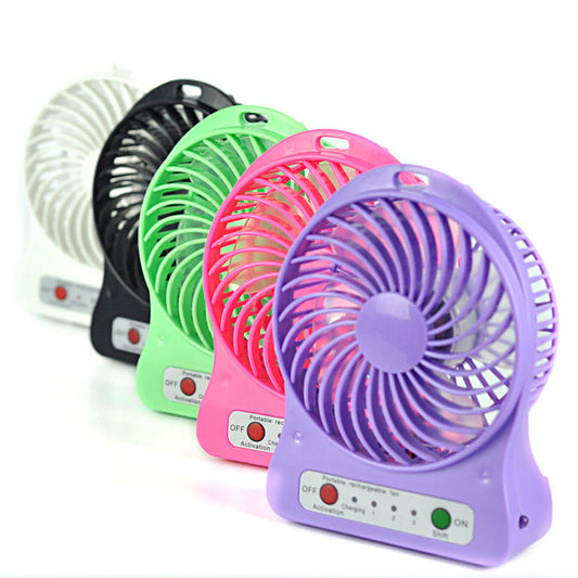 Portable Mini USB Fan Rechargeable Battery – 3-Level Speed Adjustable Electric Desktop Fan