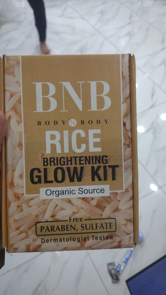 (NW000343) BNB Whitening Rice Organic Glow Kit | Organic Rice Facial Skin Care Kit, Brightening Face Scrub (With  Box)