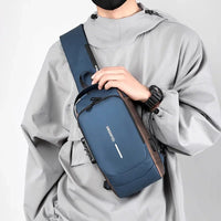 Men Anti-Theft Chest Bag – Shoulder USB Charging Crossbody Sling Bag (Random Color)