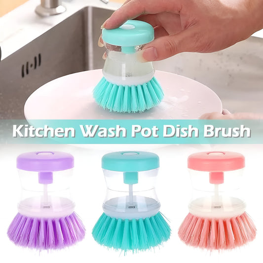 Mini Kitchen Liquid Dish Cleaning Brush | Scrubber Tool, Oil-Resistant, Scrubbing Sponge Remove Stains (Random color) - Leyloo.pk
