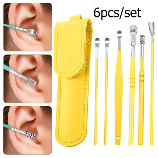 Ear Wax Cleaning Kit, 6 Pcs Ear Pick Tools, Wax Removal Kit, Ear Cleaning Tool Set, Spring Earwax Cleaner Tool Ear Wax Remover(random color) - Leyloo.pk