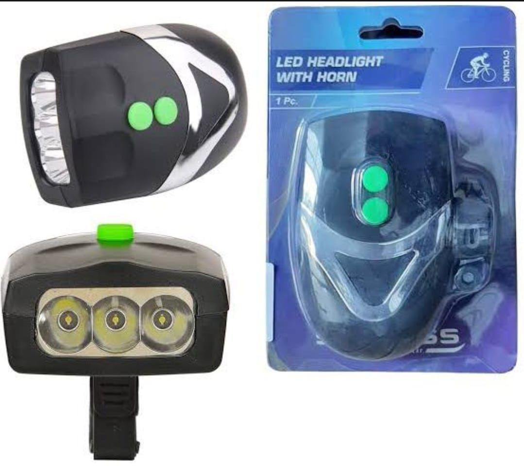 3 LED Bicycle Front Head light &amp; bell siren alarm hooter / cycle light generic