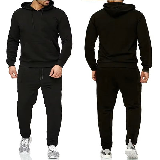 Black Tracksuit – Hoodie & Trouser Set (Premium Fleece)