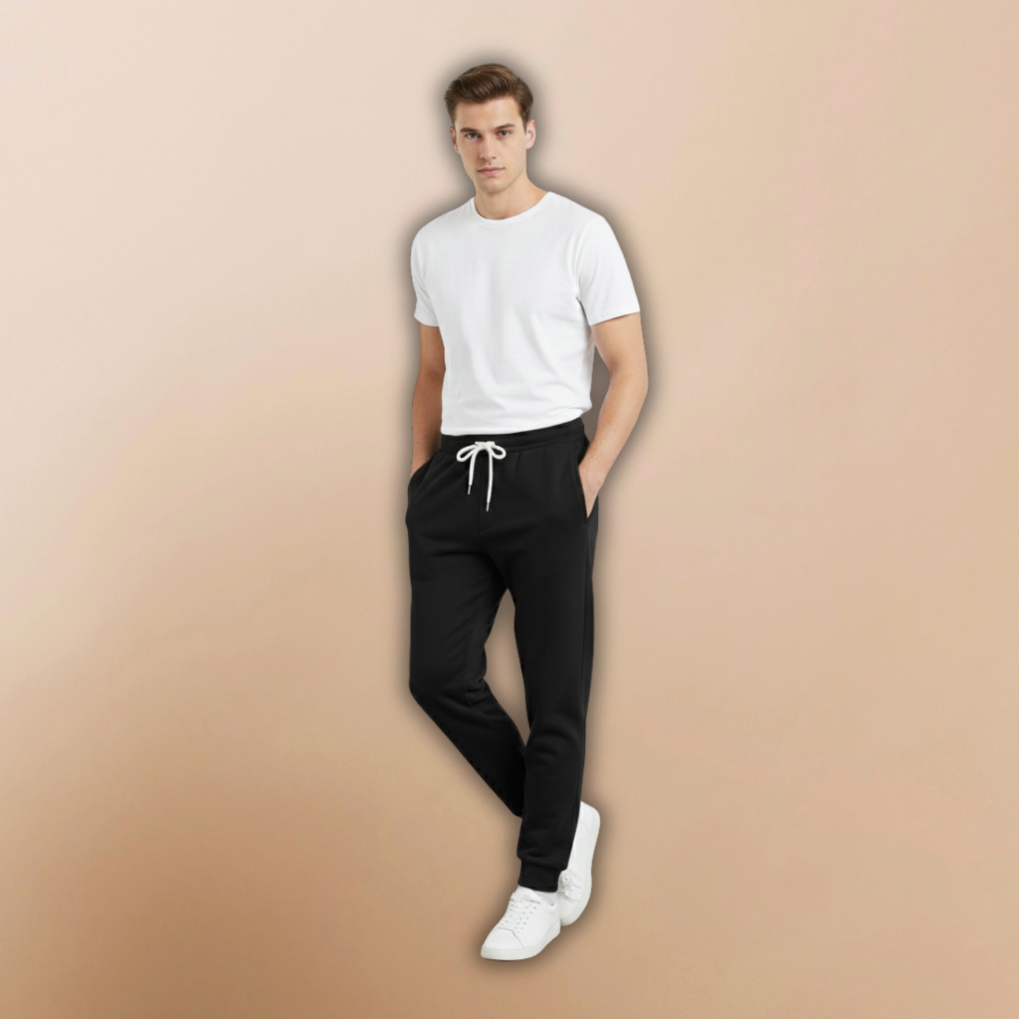 Black Classic Fit French Terry Jogger for Men