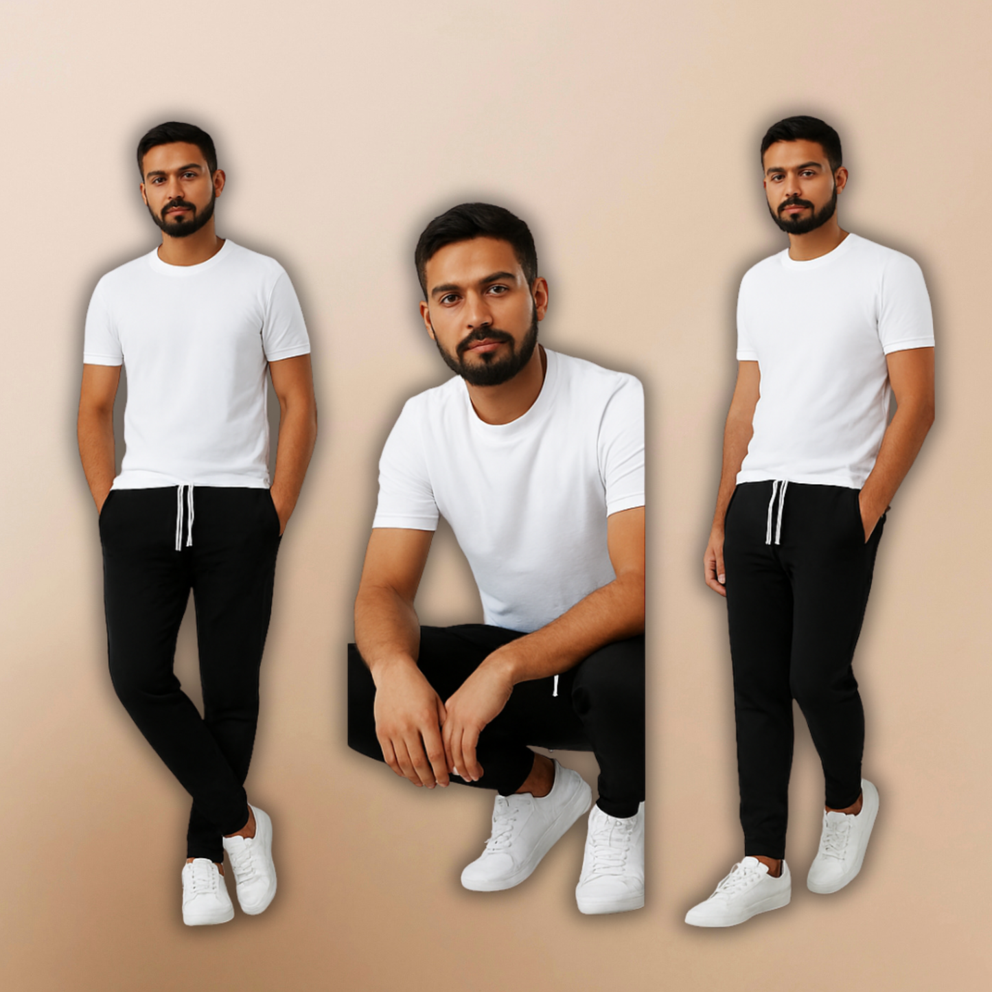 Black Classic Fit French Terry Jogger for Men