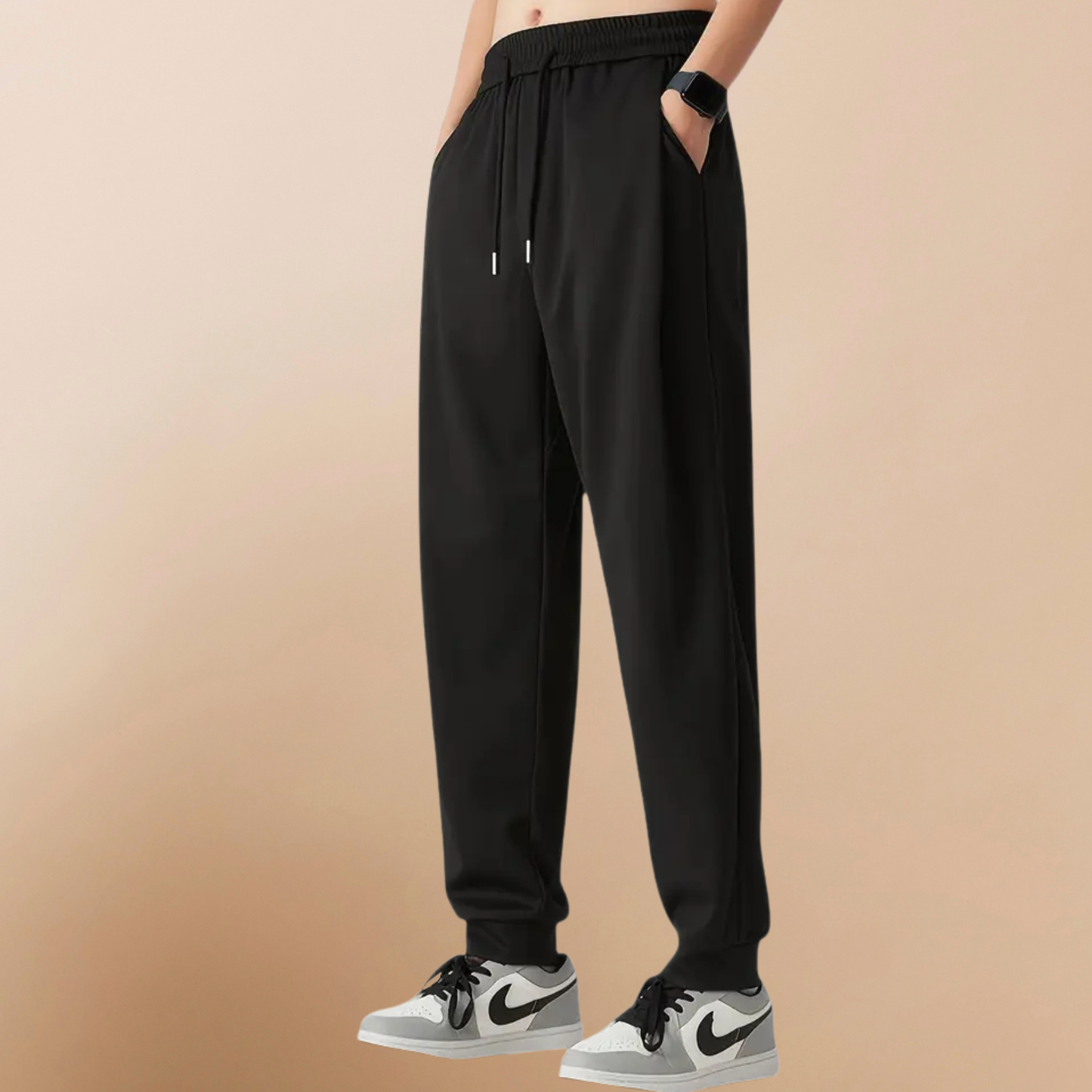 Black Classic Fit French Terry Jogger for Men