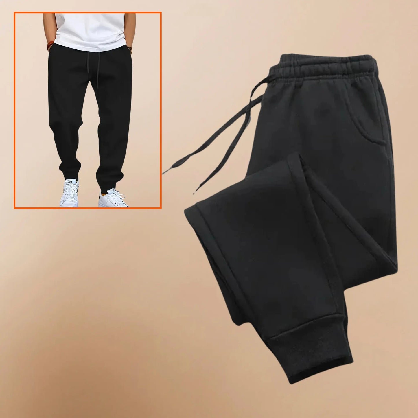 Black Classic Fit French Terry Jogger for Men