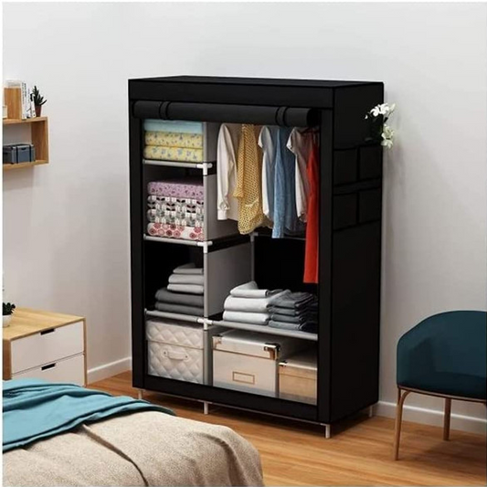 2 door Foldable Canvas Storage Wardrobe Almari Model 88105 - Leyloo.pk