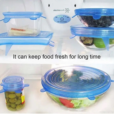 6 Pcs Kitchen Reusable Silicone Lid Food Storage Bowl Cover Cookware Reusable Stretchable Cover