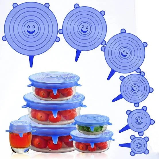 6 Pcs Kitchen Reusable Silicone Lid Food Storage Bowl Cover Cookware Reusable Stretchable Cover