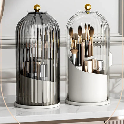 360° Rotating Makeup Brush Holder with Lid | Lipstick, Eyebrow & Cosmetic Organizer – Leyloo.pk