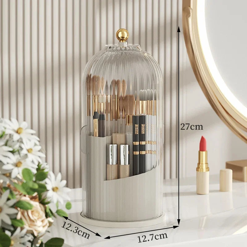 360° Rotating Makeup Brush Holder with Lid | Lipstick, Eyebrow & Cosmetic Organizer – Leyloo.pk