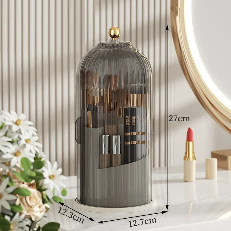 360° Rotating Makeup Brush Holder with Lid | Lipstick, Eyebrow & Cosmetic Organizer – Leyloo.pk